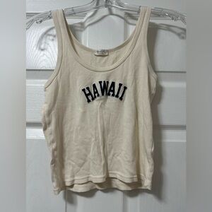 PacSun Cream Tank Top with 'Hawaii' Text